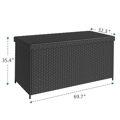YITAHOME 260 Gallon Deck Box, XXL All-Weather Wicker Outdoor Storage Box | XXL Wicker Outdoor Storage Box, Oversized Rattan Storage Cabinet for Patio Furniture, Cushions, Pool Storage and Garden Tools
