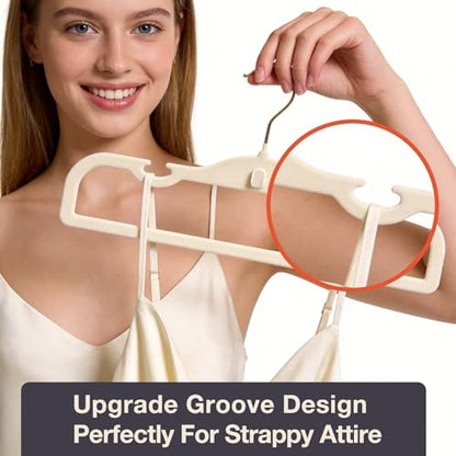 Velvet Pants Hangers 20 Pack Velvet Hangers,Pant Hangers,Non Slip Fabric with Stackable Cascading Hook,Suit for Pants,Jeans,Scarf,Towels,Tank Top,Coat（Beige）