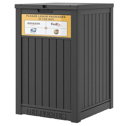 Package Delivery Box for Outside with Sign, 48 Gallon Storage with Lockable Secure, Large Double Wall Resin Outdoor Package Delivery Waterproof