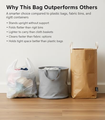 Deeablo New York Sustainable Reusable, Highly Versatile, Washable Paper Bag for Recycling, Multipurpose Recycling Basket, Recycling Bag, Laundry Basket (Brown)