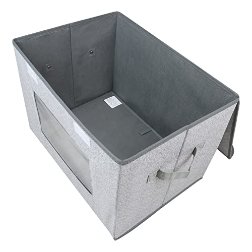 Univivi Fabric Closet Storage Bins with Lids for Shelves 4 Pack, Gray | 17 x 12 x 12 In Clothes Storage Bins with Handles & Window, Foldable Closet Organizers and Storage for Home, Office, Bedroom