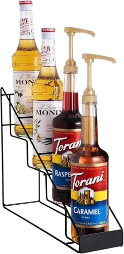 Coffee Syrup Organizer for Countertop, Stepped Syr... (Iron)
