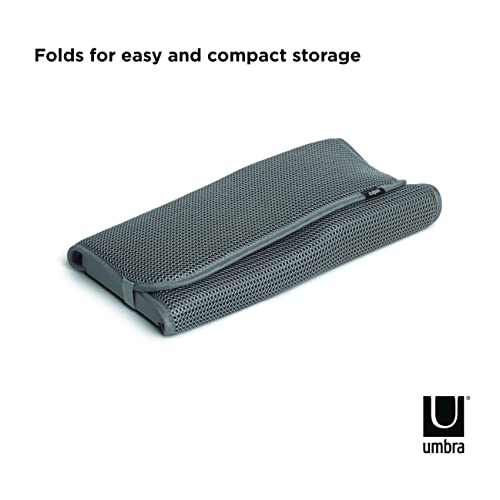 Umbra Udry Dish Drying Rack, Folding Dish Drainer Mat, Mini, Dark Grey | Absorbent microfiber base, removable tray, dishwasher safe, compact storage, BPA-free plastic