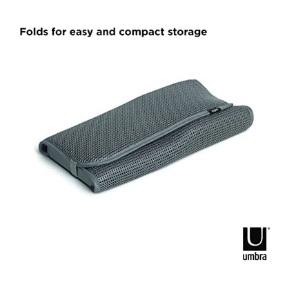 Umbra Udry Dish Drying Rack, Folding Dish Drainer Mat, Mini, Dark Grey | Absorbent microfiber base, removable tray, dishwasher safe, compact storage, BPA-free plastic