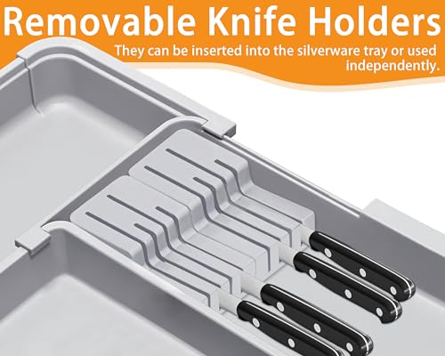Large Utensil Organizer for Kitchen Drawer, Expand... (Grey | Polypropylene)