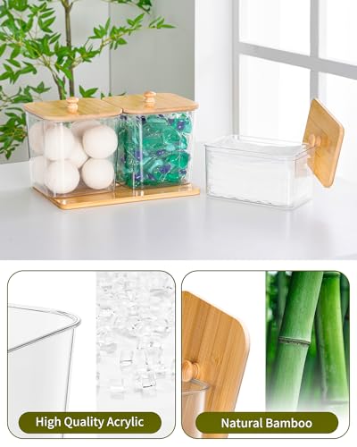 iCASA Trash Bag Dispenser Dishwasher Pods Container Under Sink Organizer | 5 in 1 Stackable Trash Bag Holder Garbage Bag Dispenser for 13/30/33 Gallon Bags, Clear Storage Bins Laundry Pods Container