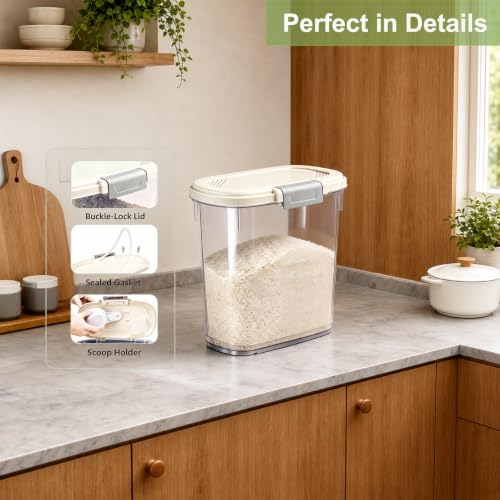 Large Rice Storage Container 15-20 Lbs, Tall Flour Container Dry Food Bin