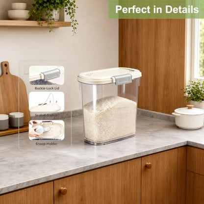 Large Rice Storage Container 15-20 Lbs, Tall Flour Container Dry Food Bin