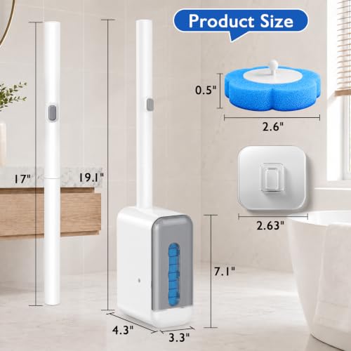 Disposable Toilet Brush-Toilet Bowl Cleaner Wand with 48 Refills | Wall Mounted Brush and Holder , Touch-Free for Deep Cleaning Bathroom