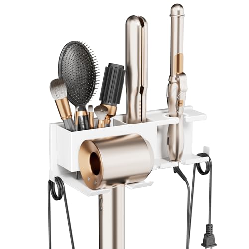 Hair Dryer Holder Hot Tools Organizer, Blow Dryer... (White | Metal)