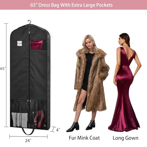 Dress Bags for Gowns Long, 65" Dress Garment Bags for Hanging Clothes, Dress Bags for Closet Storage and Traveling, Foldable Dress Cover