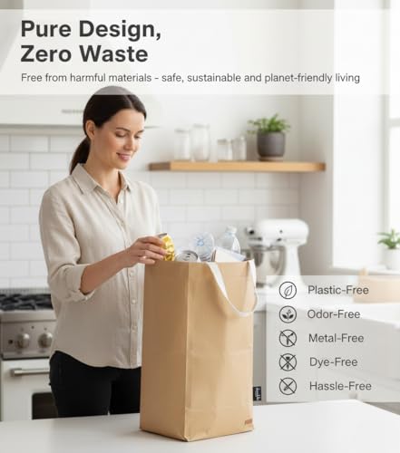 Deeablo New York Sustainable Reusable, Highly Versatile, Washable Paper Bag for Recycling, Multipurpose Recycling Basket, Recycling Bag, Laundry Basket (Brown)
