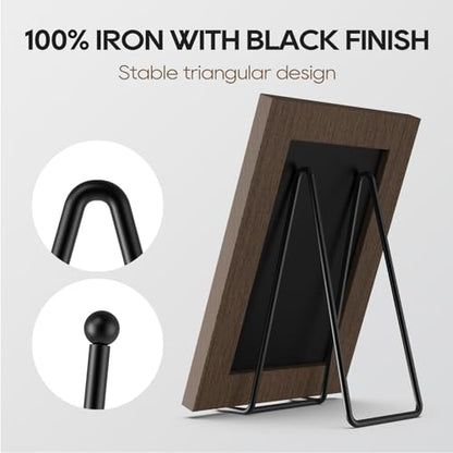 3 Pack 8 Inch Plate Stands for Display - Decorative Book Stand for Picture | Metal Frame Picture Easels Holders for Tables Cookbook Photo Art Show - Strong & Sturdy Thicke Iron Construction, Black