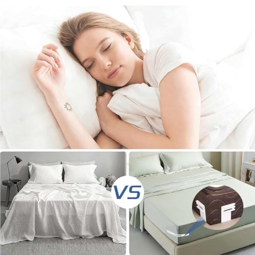 4 Pack Bed Sheet Holders for Corners,Fitted Sheet Holder with Lock Keep Sheets Firm & Tight, ,Easy Installation for Any Mattress Sizes