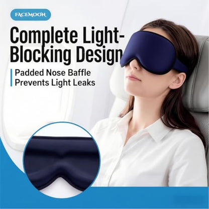 3D Cooling Gel Sleep Mask: 6oz Weighted Blackout Eye Mask for Women Men | Reusable Ergonomic Non-Toxic Ice Cold Gel, for Tired Eyes Migraine Relief Eyelash Friendly Airplane Travel (Blue)