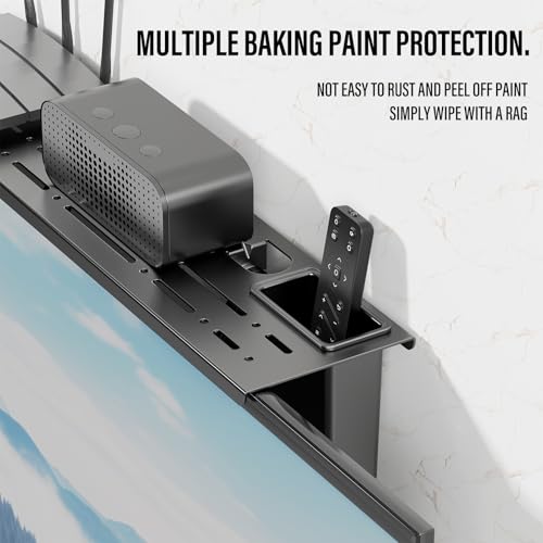 Adjustable Steel TV Top Shelf for Soundbar, Floating TV Stand | Universal Monitor Shelf ,Game Console, Cable Box, Router Shelves (34.65 x 4.33 inch)