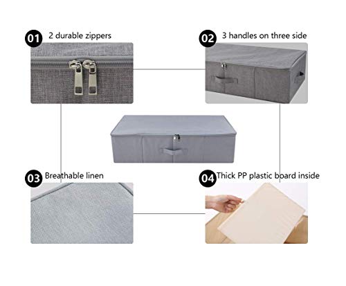 3pcs Closet Clothes Blanket, Duvets Lidded Storage Bins Under Bed Organizer | Underbed wedding dress Storage, Wardrobe shelves organizer box, folding design, stackable, sturdy walls, 3-side zipper lid