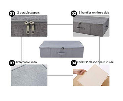 3pcs Closet Clothes Blanket, Duvets Lidded Storage Bins Under Bed Organizer | Underbed wedding dress Storage, Wardrobe shelves organizer box, folding design, stackable, sturdy walls, 3-side zipper lid