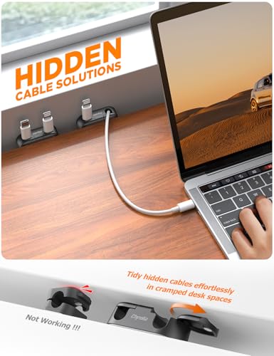 Magnetic Cable Clips - Chfeila 4Pack Cord Holder Clips, Cord Management | Double Cord Clip, 360° Rotatable Cord Organizer, Wire Organizer Holder for Nightstand, Home Office Desk Accessories Decor