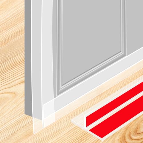 ToLanbbt T-Shaped Door Draft Stopper 1.37 in x 20 FT Silicone Weather Stripping Door Seal Double-Sided Adhesive Draft Seal Tape for Doors Windows and Shower Glass Gaps, Side, Frame, Clear