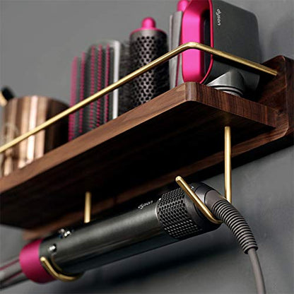 Wall Mounted Holder for Dyson Airwrap Styler Hair... (Brown | Metal, Wood)
