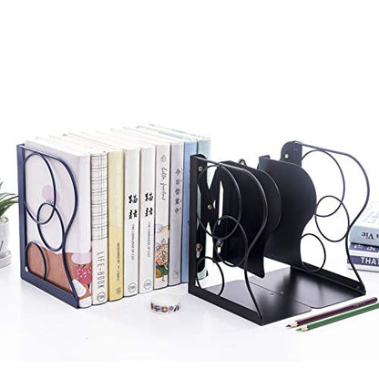 Adjustable Bookends Metal Book Ends for Heavy Book Holder | Heavy Duty, Desktop Book Organizer, Binder Holder, Nonskid Book End for Bookshelf,