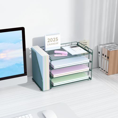 Paper Organizer, Desk Organizers and Accessories for Desk with File organizer, Desk Accessories & Workspace Organizers for Catalog & Reference Racks (Dark Green)