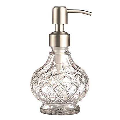 YunNasi Soap Dispenser with Pump, Clear Crystal Design, Refillable | Vintage and Elegant,Liquid Hand Soap Dish Soap Dispensers for Bathroom Counter, Kitchen Sink, Style 1