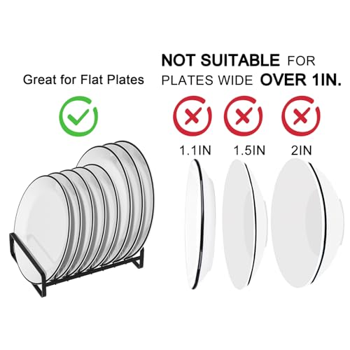 2 Pack Plate Holders Organizers 8 Slots Upright Cabinet Dish Drying Racks Metal Plate Stands (for 6In. 10In. Plates) Dish Organizers for Countertop and Cupboard(at Least 11.2in.Height) Black