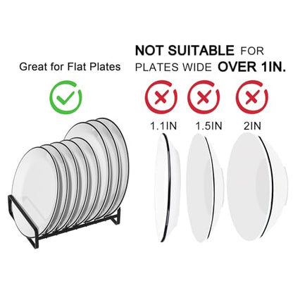 2 Pack Plate Holders Organizers 8 Slots Upright Cabinet Dish Drying Racks Metal Plate Stands (for 6In. 10In. Plates) Dish Organizers for Countertop and Cupboard(at Least 11.2in.Height) Black