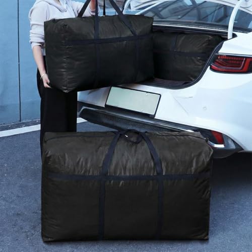Extra-large Tarp Storage Bag (Black, 45Gal/170L) | Double Zipper, Moisture Resistant and Dustproof, Lightweight Foldable for Moving, Travel, Camping, and Seasonal Organization