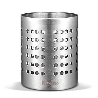 SUS304 Small Stainless Steel Utensil Holder for Countertop, Silver | 18/8 Stainless Silverware Utensil Drying Rack, Sturdy Rust Resistant, 5.32inch Tall, Dishwasher Safe