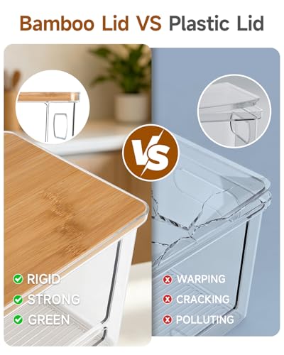 Trash Bag Holder, Acrylic Garbage Bag Dispenser with Bamboo Top | Extra Large Trash Bags Dispenser Under Sink for Kitchen, Pantry, Laundry Room, Cabinet Organizer and Storage (1 PACK)