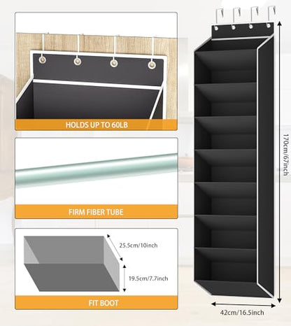 KYEVIS Over The Door Shoe Organizer Storage Fit 16-24 Pairs Hanging Shoe Rack Organiser for Closet Door, Deep Pocket Shoe Holder for Sneakers,Boots Storage(1 Pack Black)