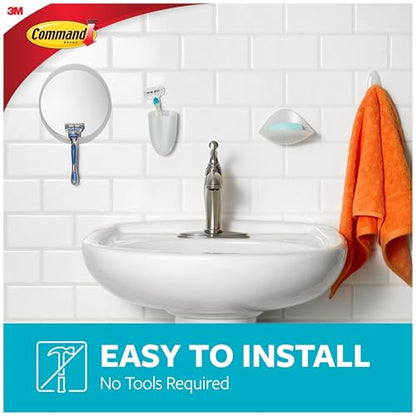Command Soap Dish, 2-Pack of 1 Soap Holder, 2 Mounting Bases and 2 Medium Water Resistant Strips, 3.18" x 4.4" x 4.94", Damage Free Bathroom Organization, Holds up to 2 lb