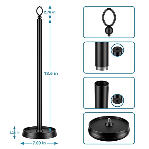 ROLABAM Heavy Weighted Toilet Paper Holder (with Reserve Function) Free Standing, Spare Toilet Paper Roll Storage Stand for Bathroom Total Height 22.5" ，Matte Black
