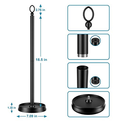ROLABAM Heavy Weighted Toilet Paper Holder (with Reserve Function) Free Standing, Spare Toilet Paper Roll Storage Stand for Bathroom Total Height 22.5" ，Matte Black