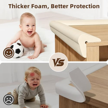 Edge Protector, Baby Proof Corners and Edges Foam Corner Protector Guards | Furniture Corner & Edge Safety Bumpers Covers 13 ft Edge Cushion for Table, Crib, Wall, Off White
