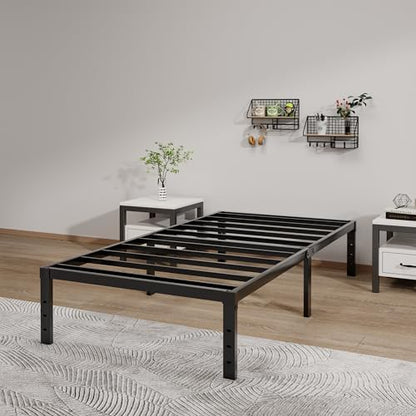 LUMUNANCE Metal Bed Frame Twin Size - 14 Inch Heavy-Duty Twin Platform Bed Frame No Box Spring Needed, Easy Assembly, Noise-Free, Sturdy Mattress Foundation, Underbed Storage Space