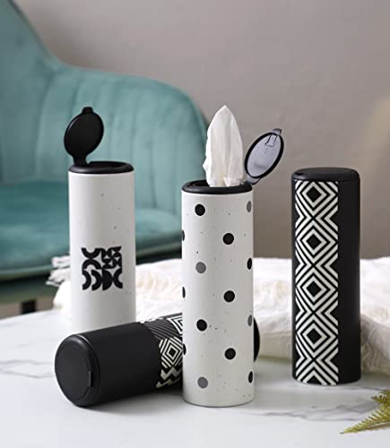 Car Tissue Holder with Facial Tissues Bulk - 4 PK Car Tissues Cylinder with Cap, Tissue Holder for Car, Travel Tissues for Car Cup Holder, Refill Car Tissue Box Round Container