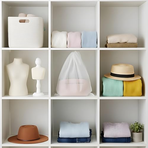 120 Pcs Dust Proof Storage Bags, Breathable Non Woven Fabric Dust Covers with Drawstring for Handbags, Purses, Shoes, and Portable Travel Organizer, 19.7x15.7 Inch, White