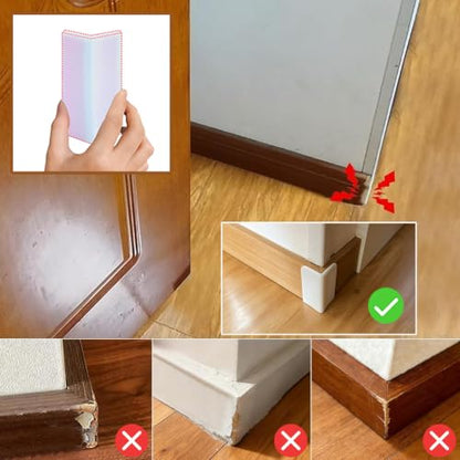 White Baseboard Corners Blocks Self Adhesive, Thickened Rubber Baby Safety Corner Protectors Cushion, Soft Edge Furniture Wall Guards (8 PCS)