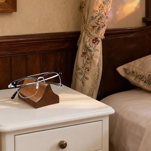 2 Pcs Glasses Stand, Wood Eyeglasses Holder for Desk , Sunglasses Display Case for Home, Office, Desk, Countertop, Nightstand