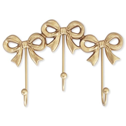 Small Gold Bow Wall Hook,Gold Cast Iron Hook,Size:8.27x5.59 inches | Wall Mounted,Gold Cast Iron,For Coats,Bath Towels,Room Decor,Bathroom,cute coquette decor,Office
