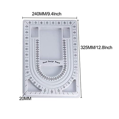 4-Pack Necklace Measurement Bead Board Jewelry Bracelet Making Trays | Gray Flocking Bead Design Board Metered Bead Plate Bulk for Jewelry Necklace Making Supplies
