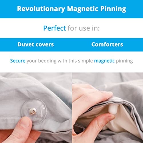 DuvetComforter Strong Magnetic Fasteners with Key (Comforter GripsDuvet Cover ClipsMagnetic Duvet ClipDuvet Donuts (1 Set or 4 - Enough for 1 Bed)), Clear