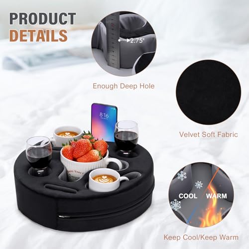 INNO STAGE Couch Cup Holder Pillow | Sofa Caddy Buddy Cupholder Organizer, for Bed Rv Tv Car Man Cave Boat Remote Snacks Drink, Gift for Couch Potato, Black