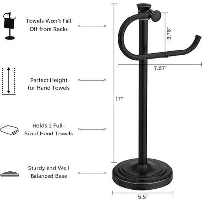 17 Inch Oil Rubbed Bronze Stand Towel Bar Hanger Hand Towel Bar Bathroom Vanity Countertop Towel Holder Free Standing Stainless Steel Towel Ring Hardware Accessories Towel Rack