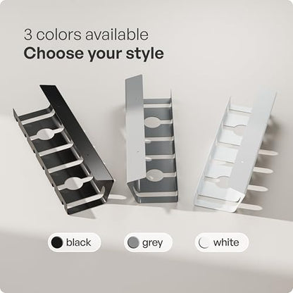 PAMO Cable Management Under Desk, Set of 2 - White | Includes 10 x cable holders, cable clips & screws, easy installation - made of high quality powder coated steel.