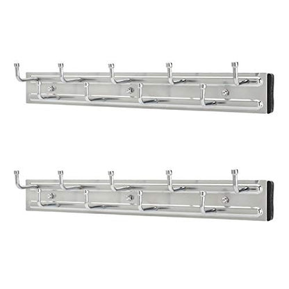 Rev-A-Shelf BRC-14CR 14-Inch Wall Mounted Pullout Closet Belt and Scarf Organization Rack Accessories Holder Hanger with 9 Hooks, Chrome (2 Pack)